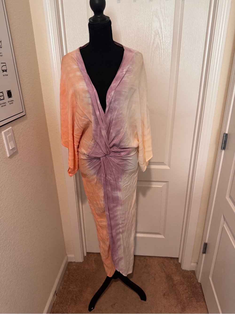 Young Fabulous & Broke Tie-Dye Knot Front Maxi Dress - Purple & Orange